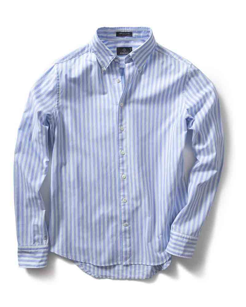 John Solano Bar Stripe Oxford Regular Mid Blue