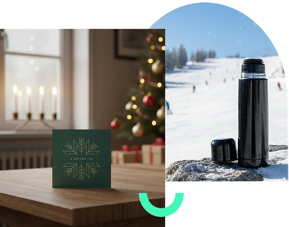 Gåvokort och termos i form